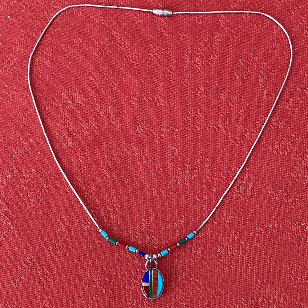 Vtg Southwestern multicolored pendant necklace